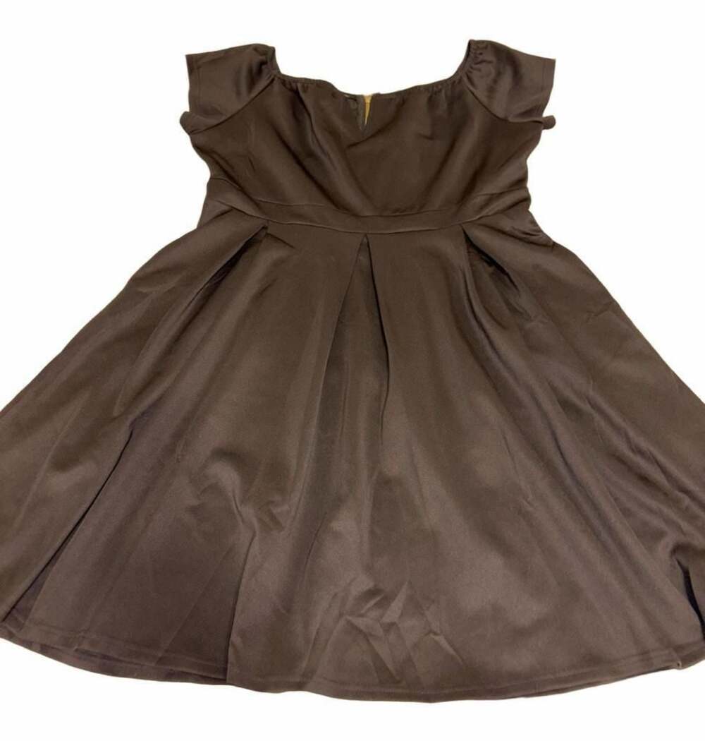 Black Off-The-Shoulder Cap Sleeve Pleated Fit and Flare Party Dress